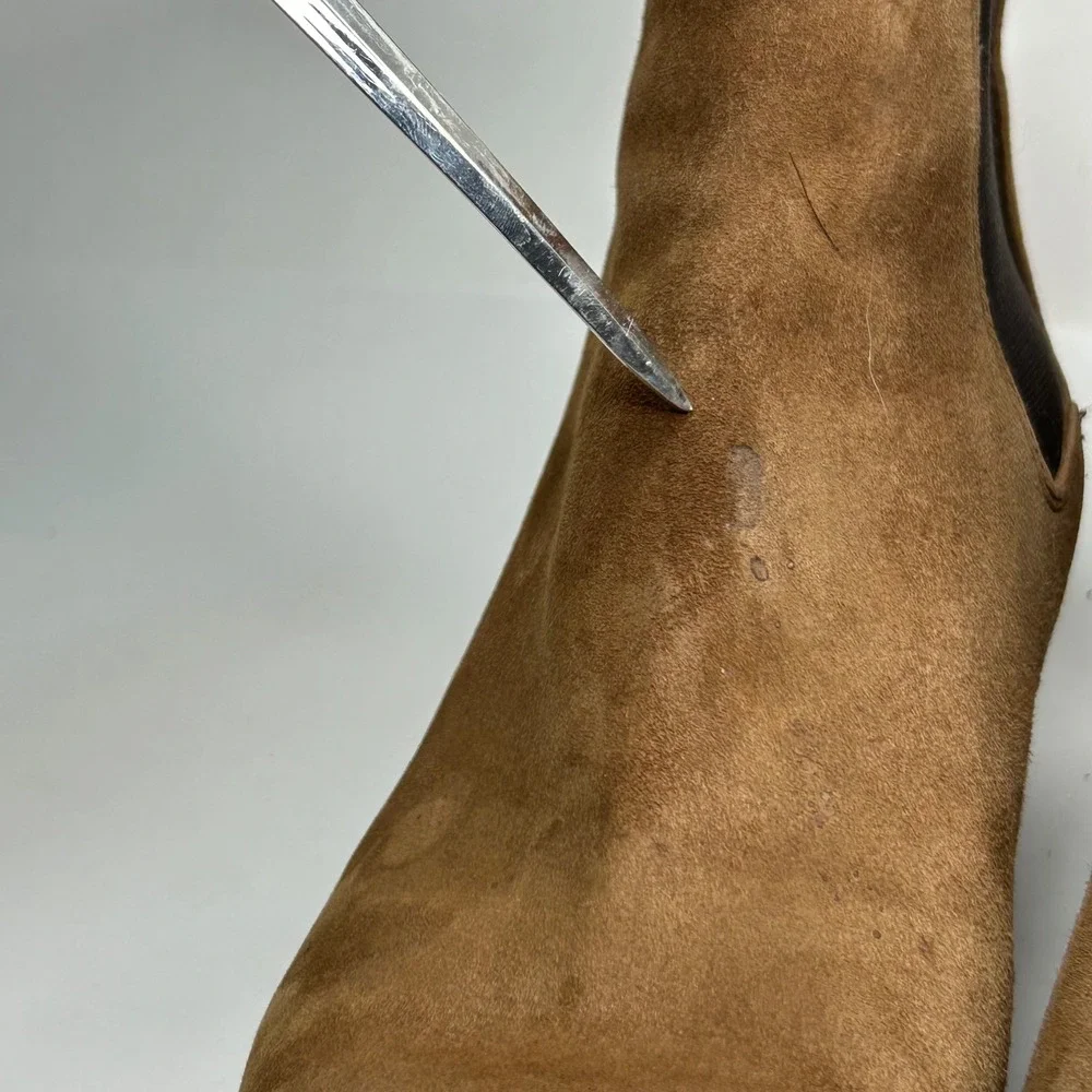 Sam‎ Edelman Reesa Pull On Suede Chelsea Ankle Boots Womens 10 Tan Pointed Toe